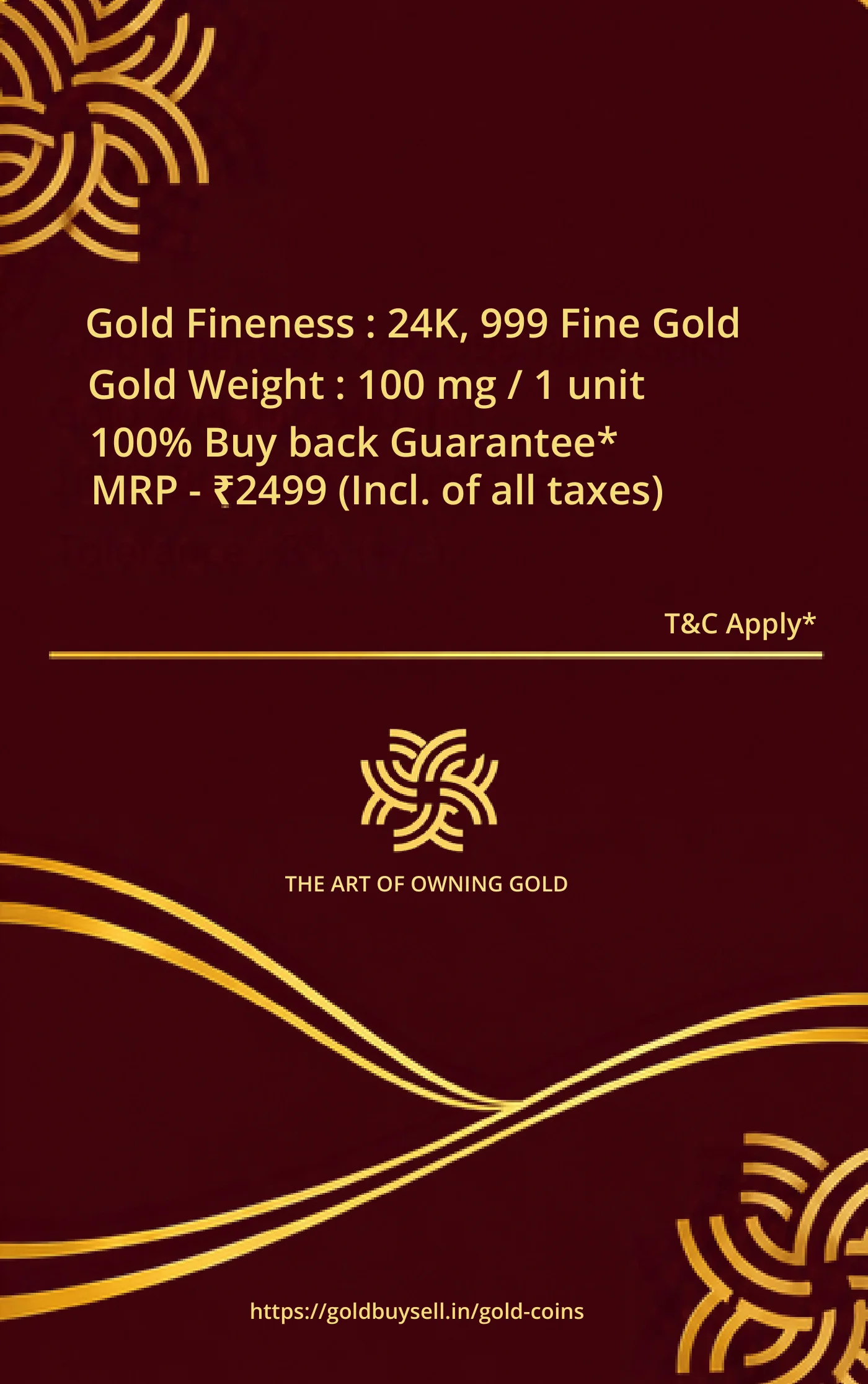 Anjaneya Gold Point 100 mg Gold Coin — 100 mg 24K · 999 gold coin — back thumbnail