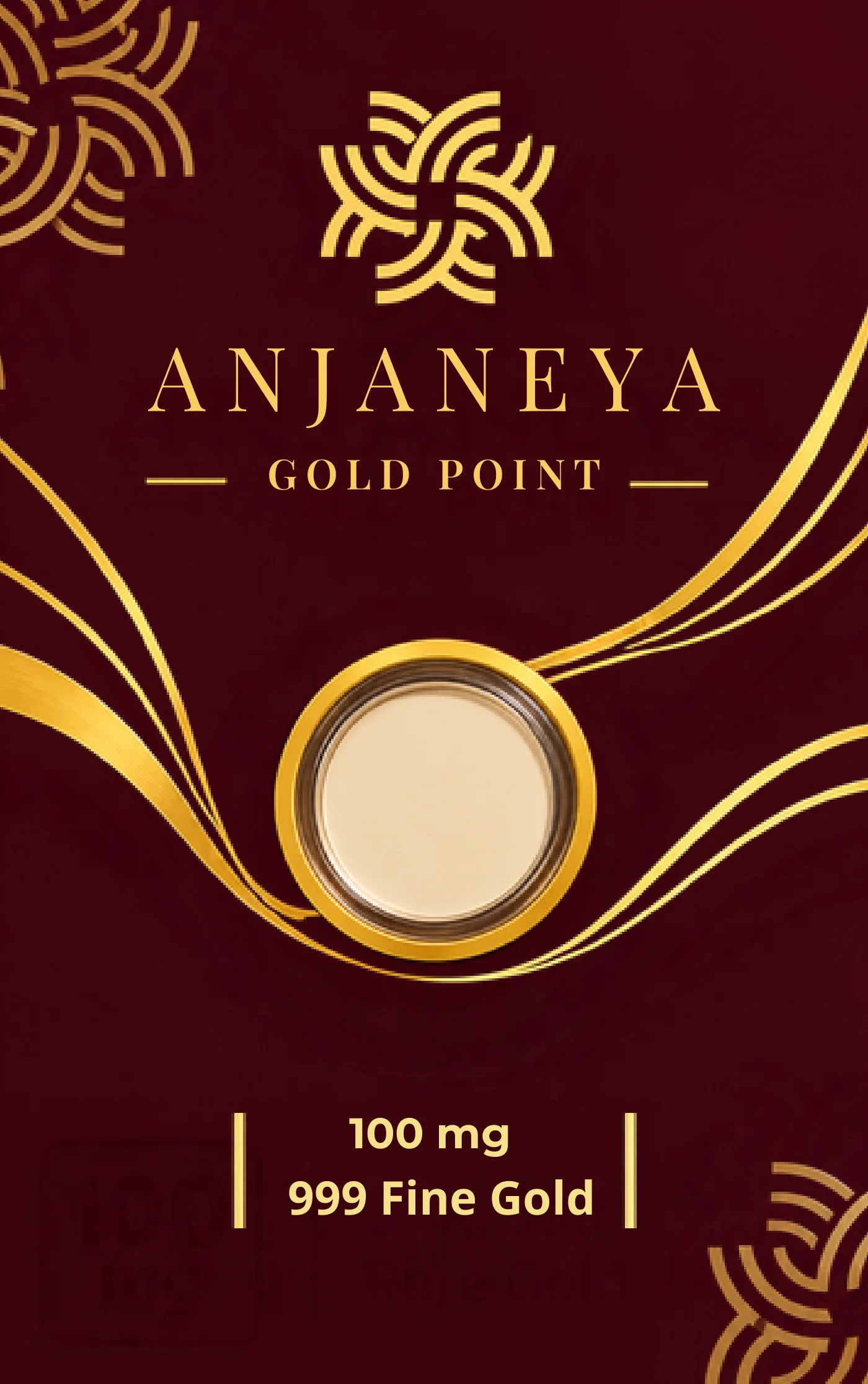 Anjaneya Gold Point 100 mg Gold Coin — 100 mg 24K · 999
